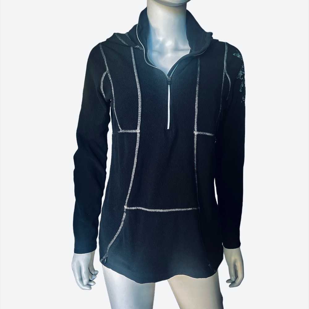 NWT Athleta Black Half Zipped Retroplush Hoodie